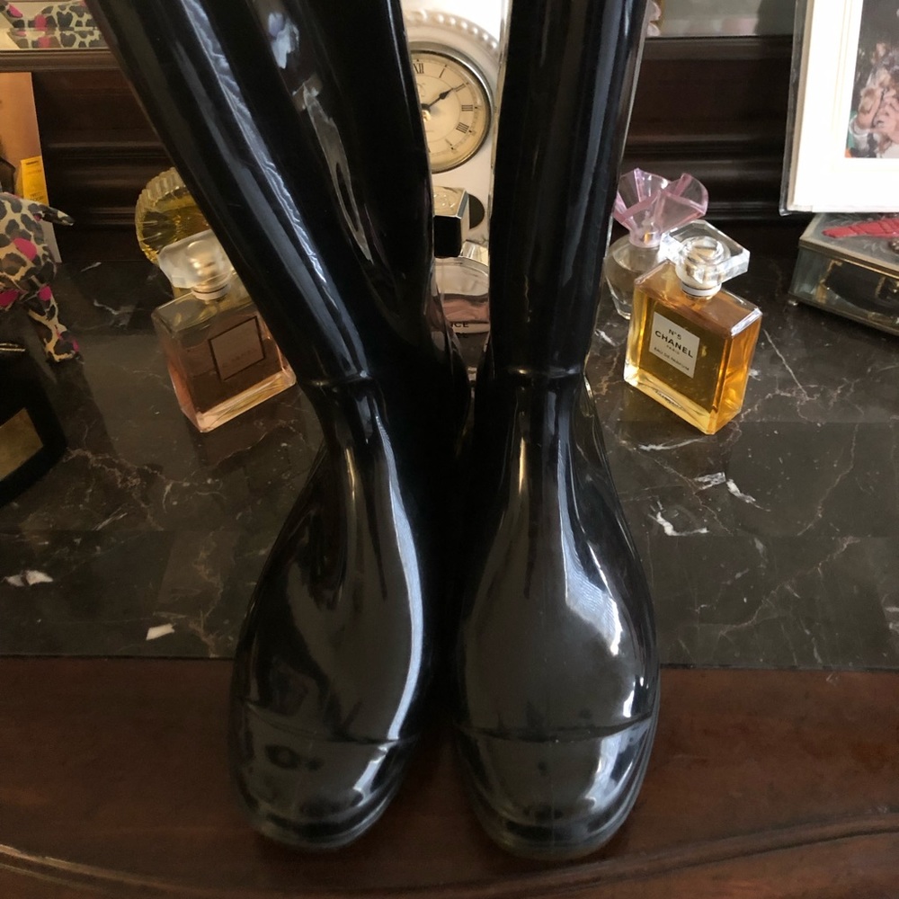 Coach black tall rain boots Used but in very good condition